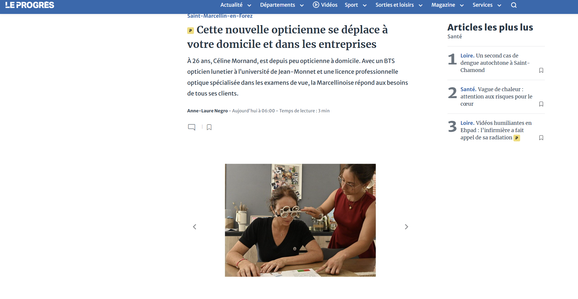 Le Progrés: Cette nouvelle opticienne se déplace à votre domicile et dans les entreprises
